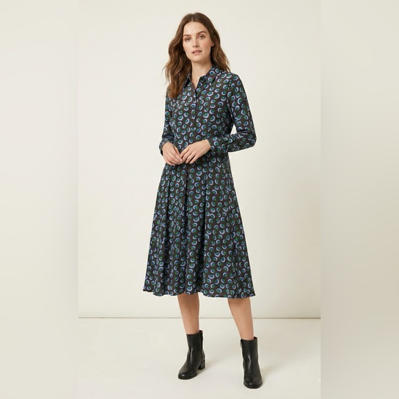 Stella McCartney Silk Shirt Dress Floral Blue Green Midi IT 38 US 2 / 4 - Picture 2 of 9